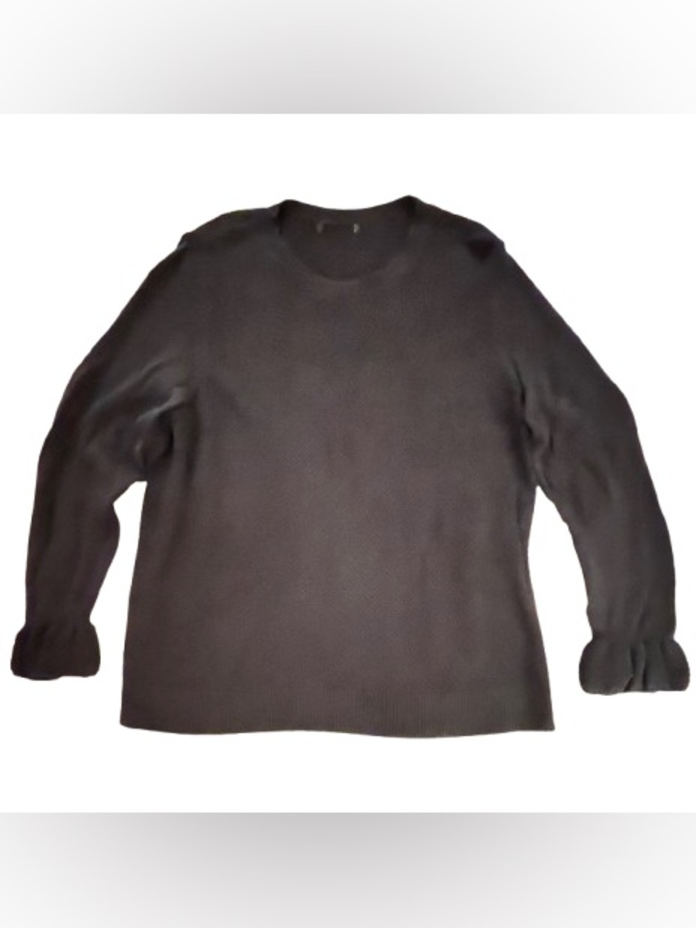 GAP- Black Textured Knit Sweater with Ruffle Sleeves. Size: XXL